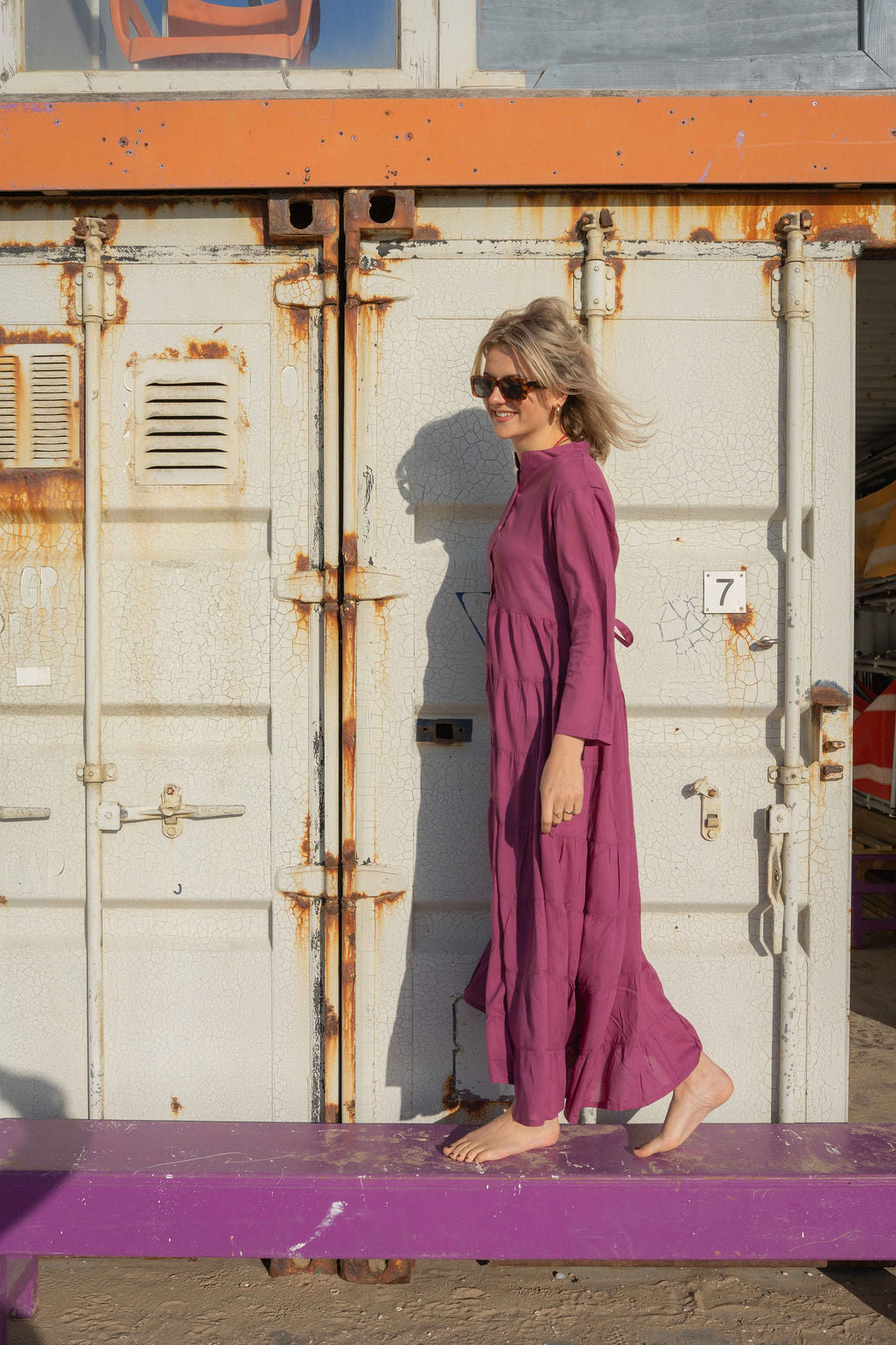 Maxi knoopjurk in katoen - Berry