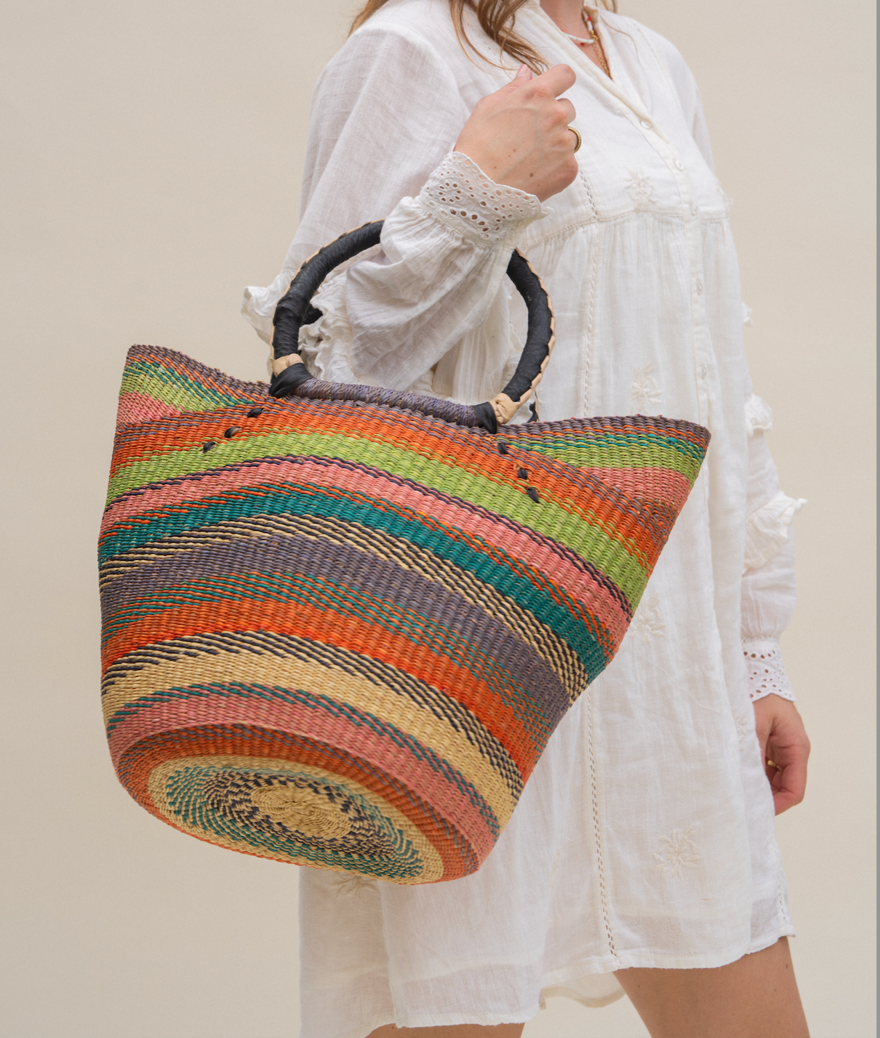 Rotan tas - streepjes